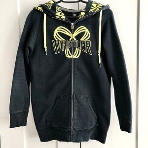 TNA, Aritzia, Zip Up Hoodie, BC, Whistler, Sweater, Black, Yellow Hoodie, Size M